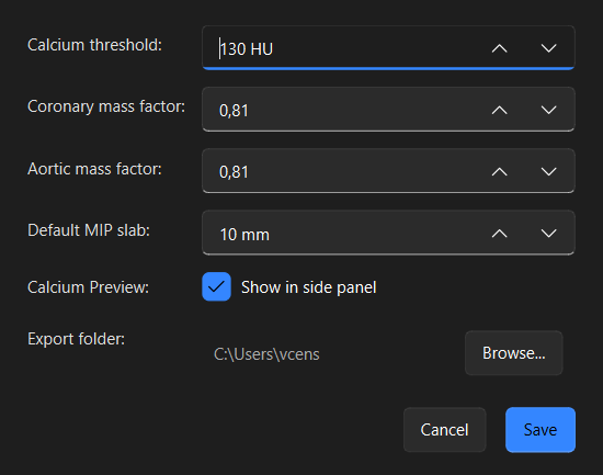 Settings dialog